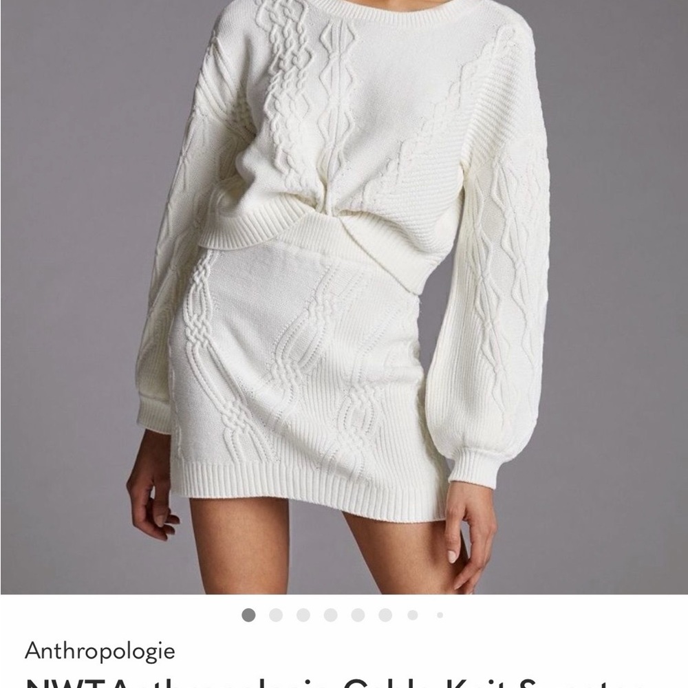 Maeve Ivory Cable-Knit Sweater Skirt Set like new XS